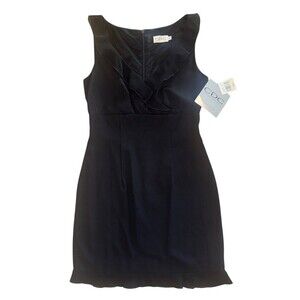 NWT CDC Classic Black Ruffle Trim Sheath Dress Women’s Holiday Party Size 6 NEW